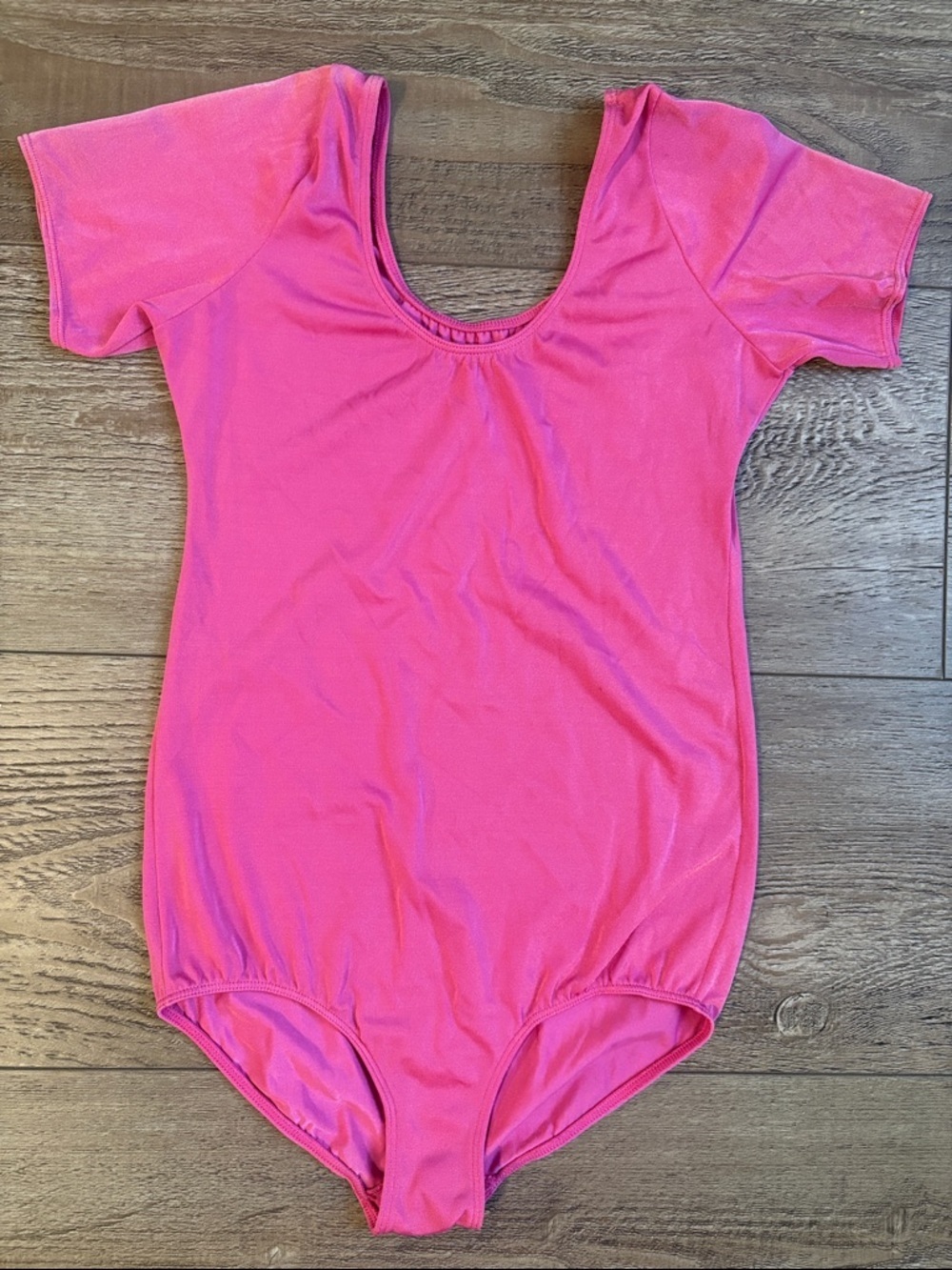 Vintage 1980s Sears Bright Hot Pink Neon Women’s Short Sleeve Scoopneck Bodysuit